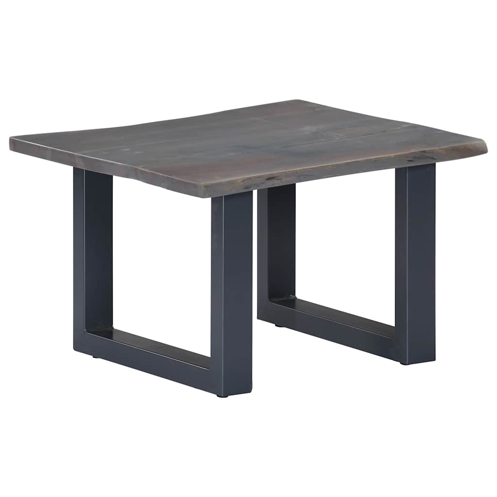 Coffee Table Grey Solid Acacia Wood, Powder-Coated Iron 23.6 in