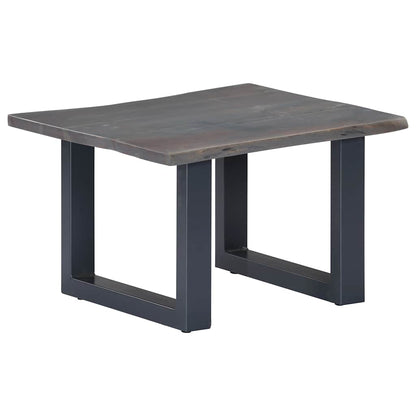 Coffee Table Grey Solid Acacia Wood, Powder-Coated Iron 23.6 in