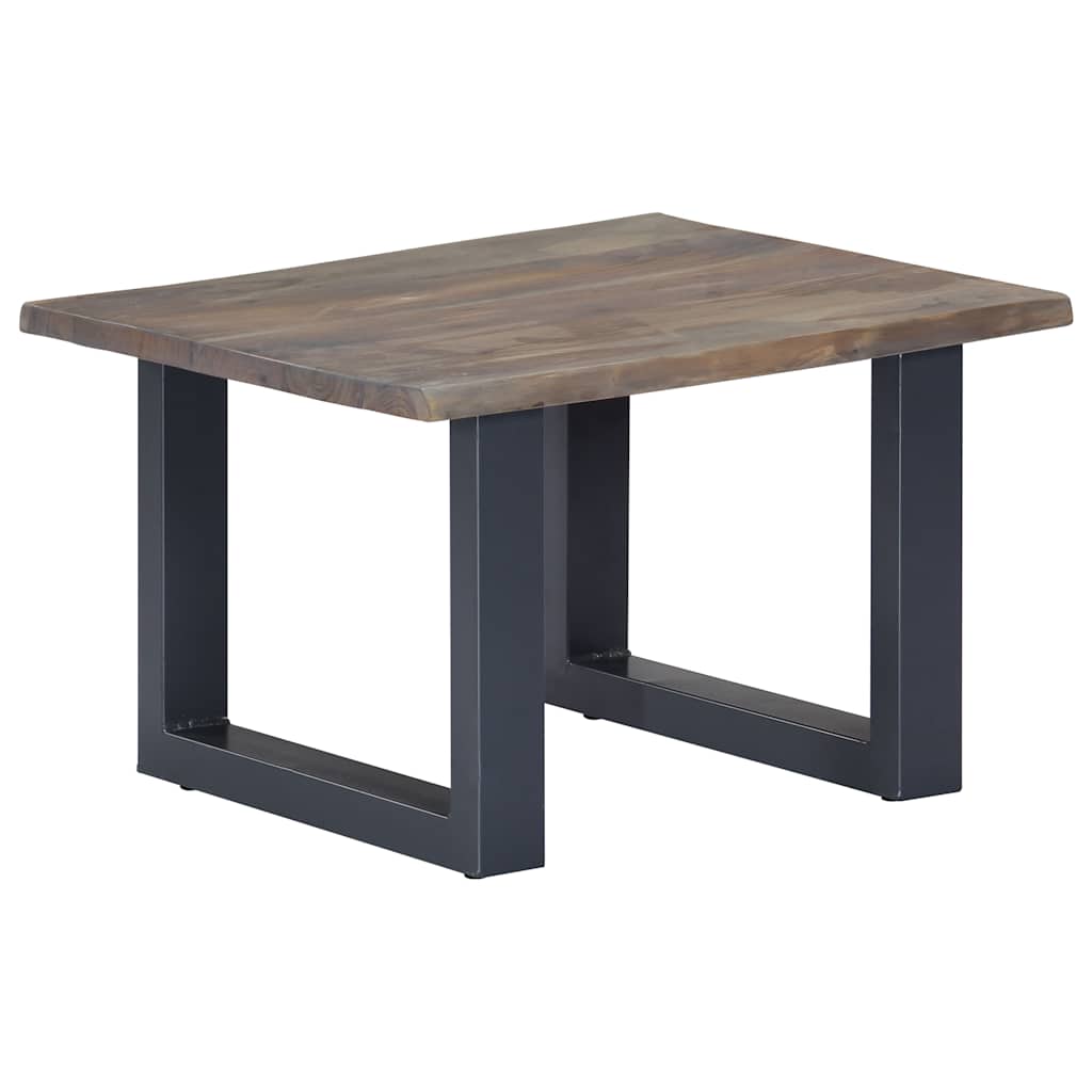 Coffee Table Grey Solid Acacia Wood, Powder-Coated Iron 23.6 in