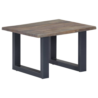Coffee Table Grey Solid Acacia Wood, Powder-Coated Iron 23.6 in