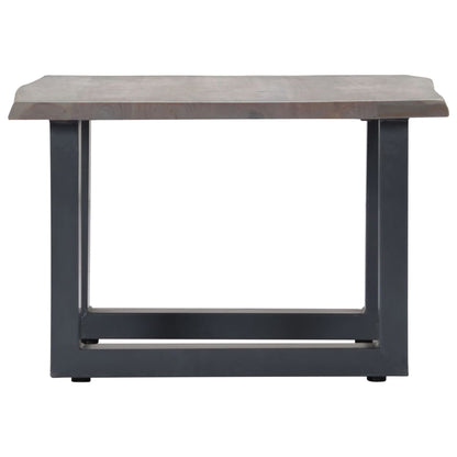 Coffee Table Grey Solid Acacia Wood, Powder-Coated Iron 23.6 in