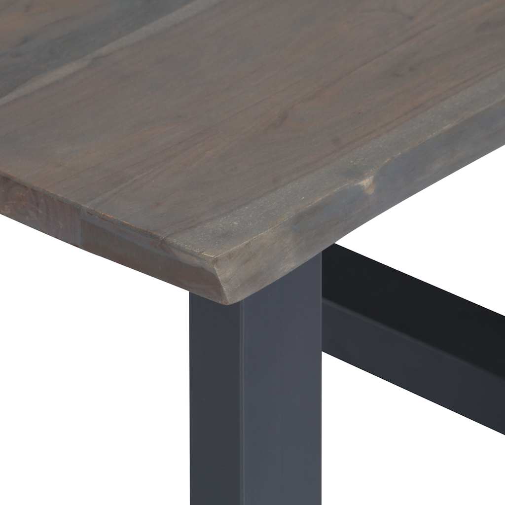 Coffee Table Grey Solid Acacia Wood, Powder-Coated Iron 23.6 in