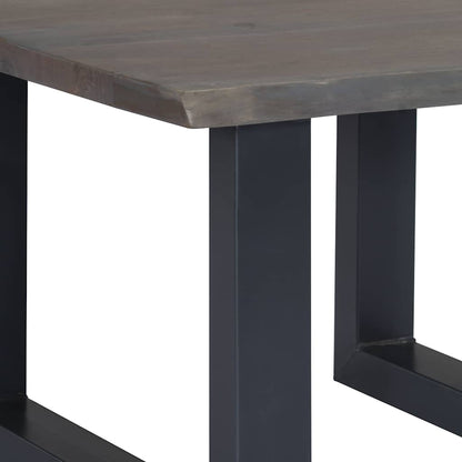Coffee Table Grey Solid Acacia Wood, Powder-Coated Iron 23.6 in