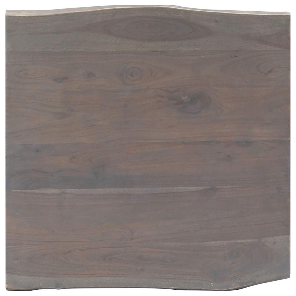 Coffee Table Grey Solid Acacia Wood, Powder-Coated Iron 23.6 in