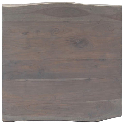 Coffee Table Grey Solid Acacia Wood, Powder-Coated Iron 23.6 in