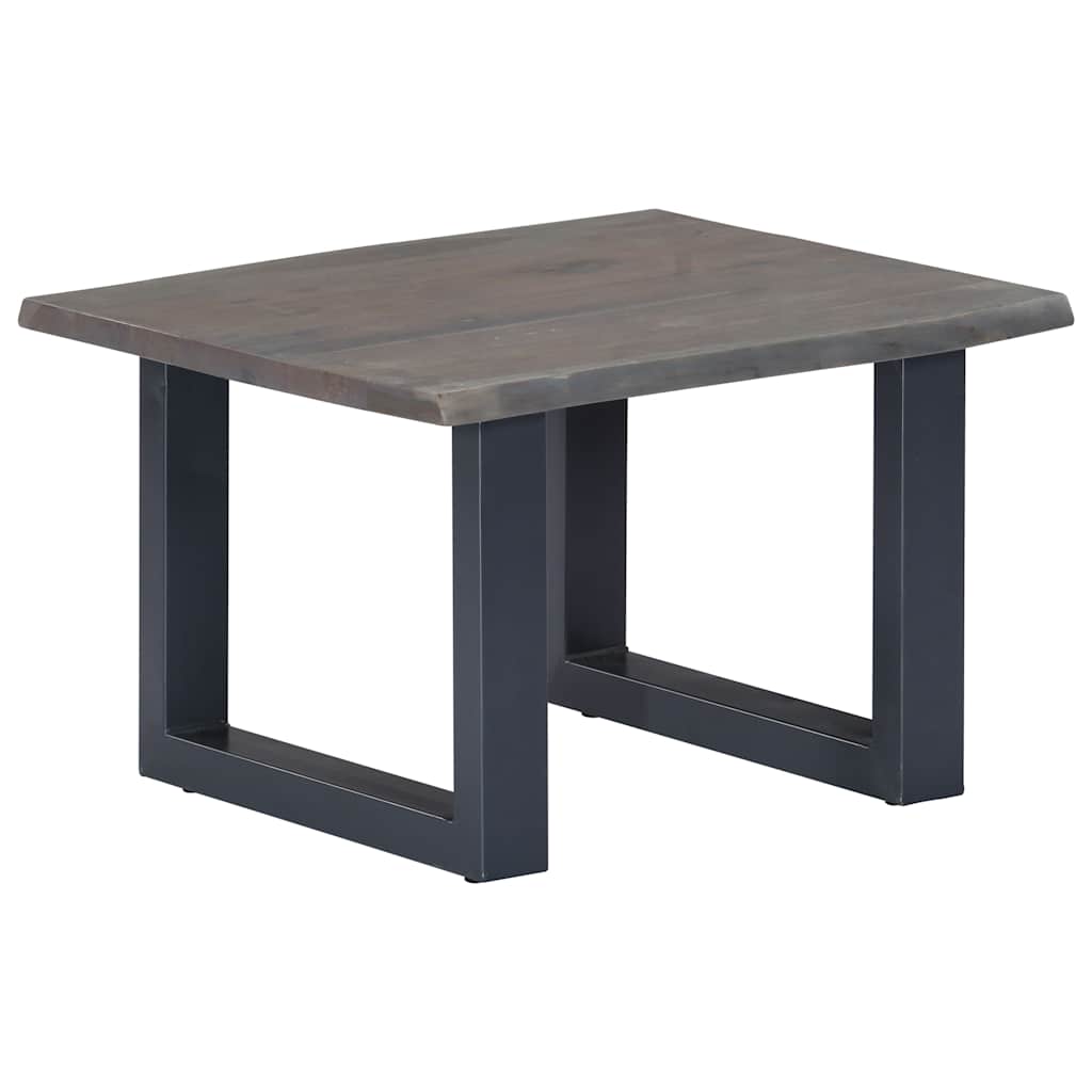 Coffee Table Grey Solid Acacia Wood, Powder-Coated Iron 23.6 in
