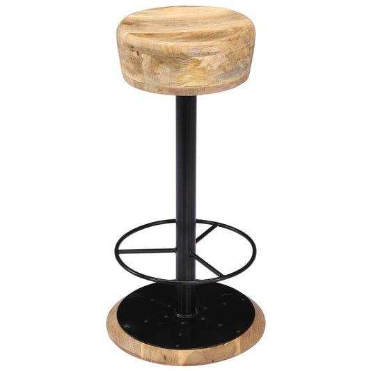Bar Chair Light Brown, Black Solid Mango Wood, Powder-Coated Iron