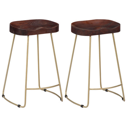 Bar Chair Set of 2 Walnut brown and brass