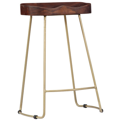 Bar Chair Set of 2 Walnut brown and brass