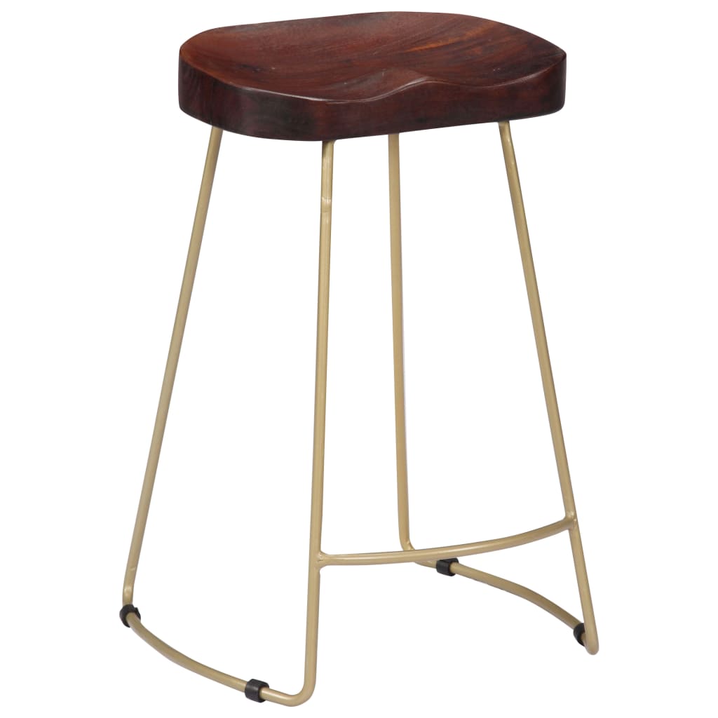 Bar Chair Set of 2 Walnut brown and brass