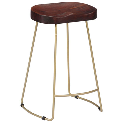 Bar Chair Set of 2 Walnut brown and brass