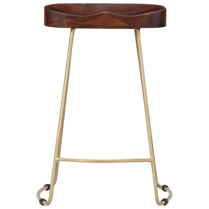Bar Chair Set of 2 Walnut brown and brass
