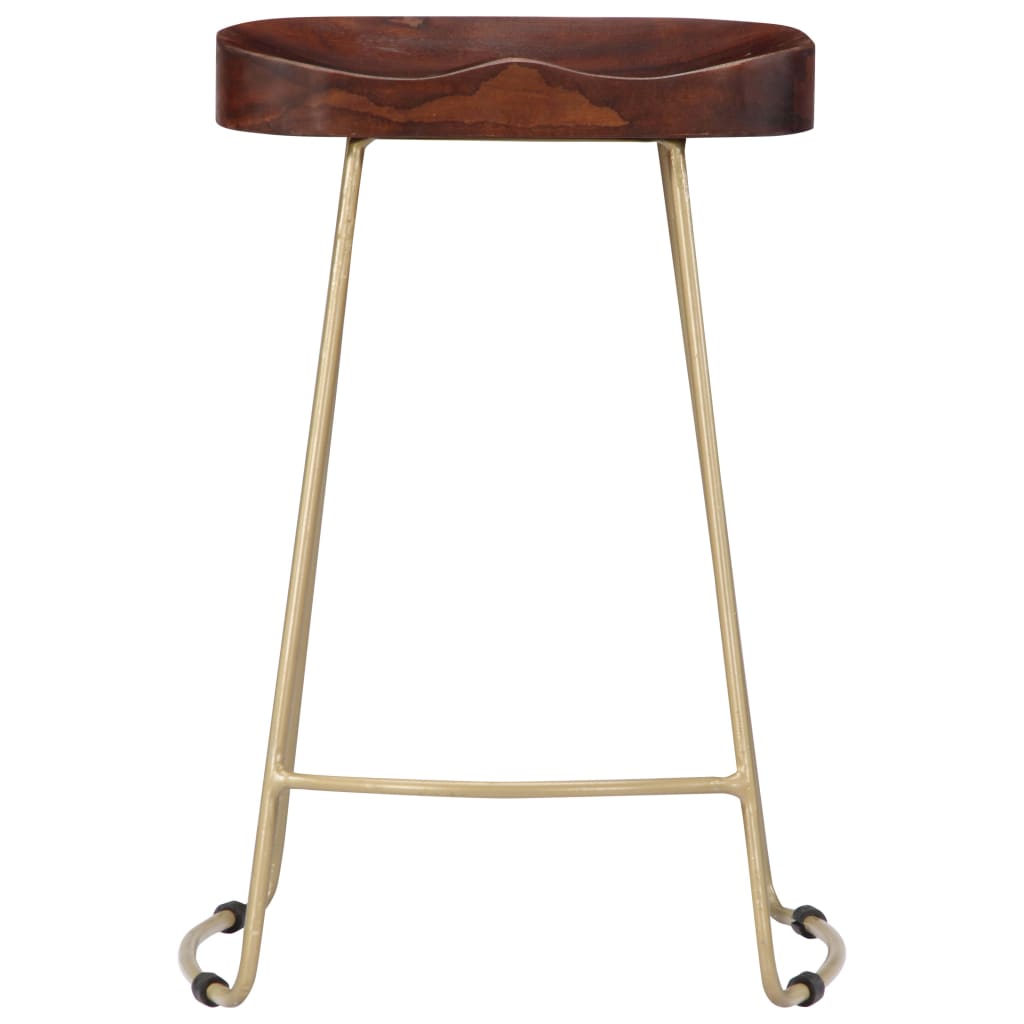 Bar Chair Set of 2 Walnut brown and brass