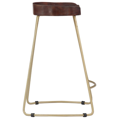 Bar Chair Set of 2 Walnut brown and brass