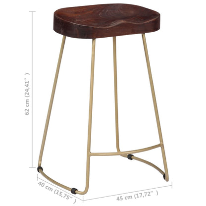 Bar Chair Set of 2 Walnut brown and brass