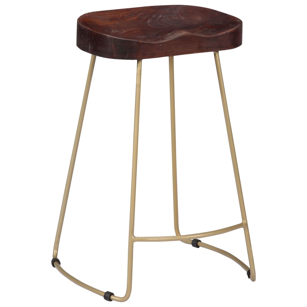 Bar Chair Set of 2 Walnut brown and brass