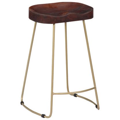 Bar Chair Set of 2 Walnut brown and brass