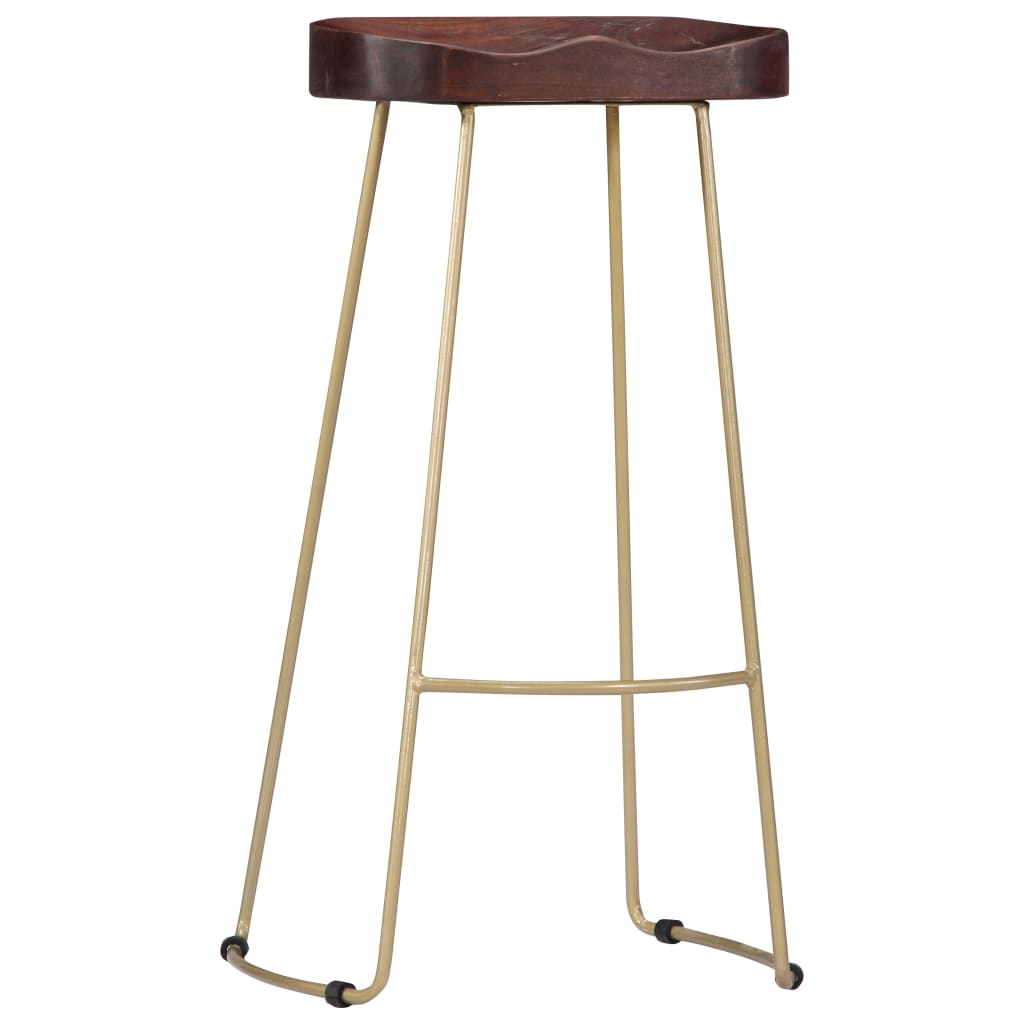 Bar Chair Set of 2 Walnut brown and brass