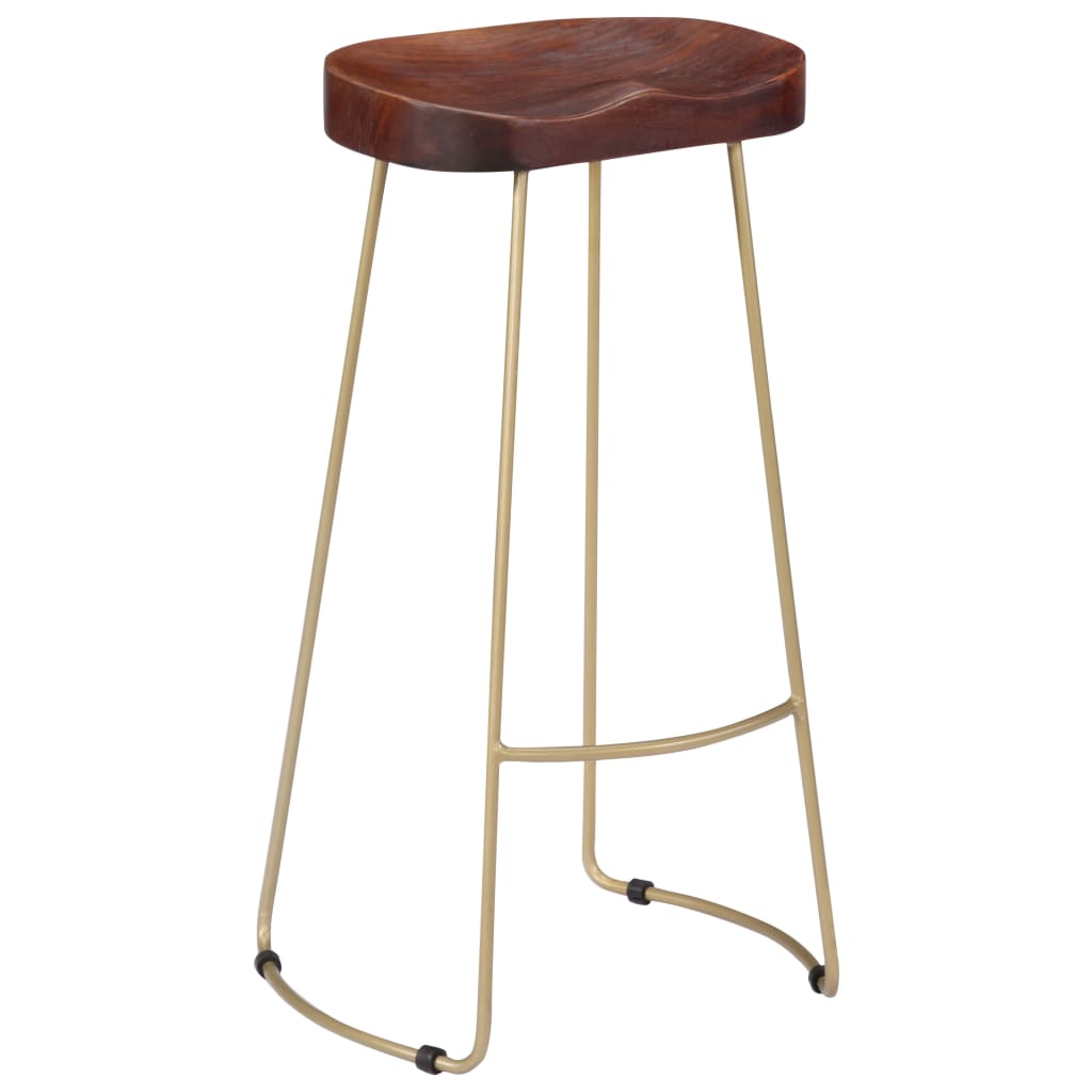 Bar Chair Set of 2 Walnut brown and brass