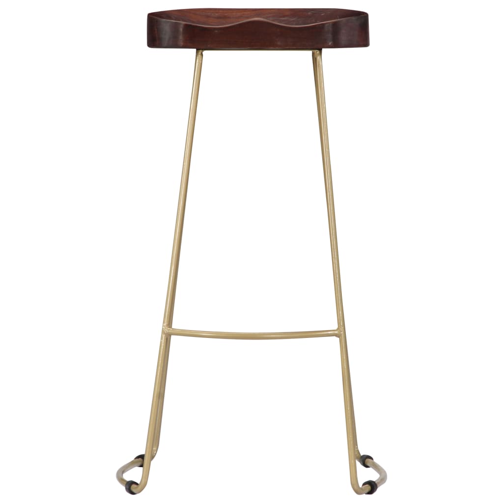 Bar Chair Set of 2 Walnut brown and brass