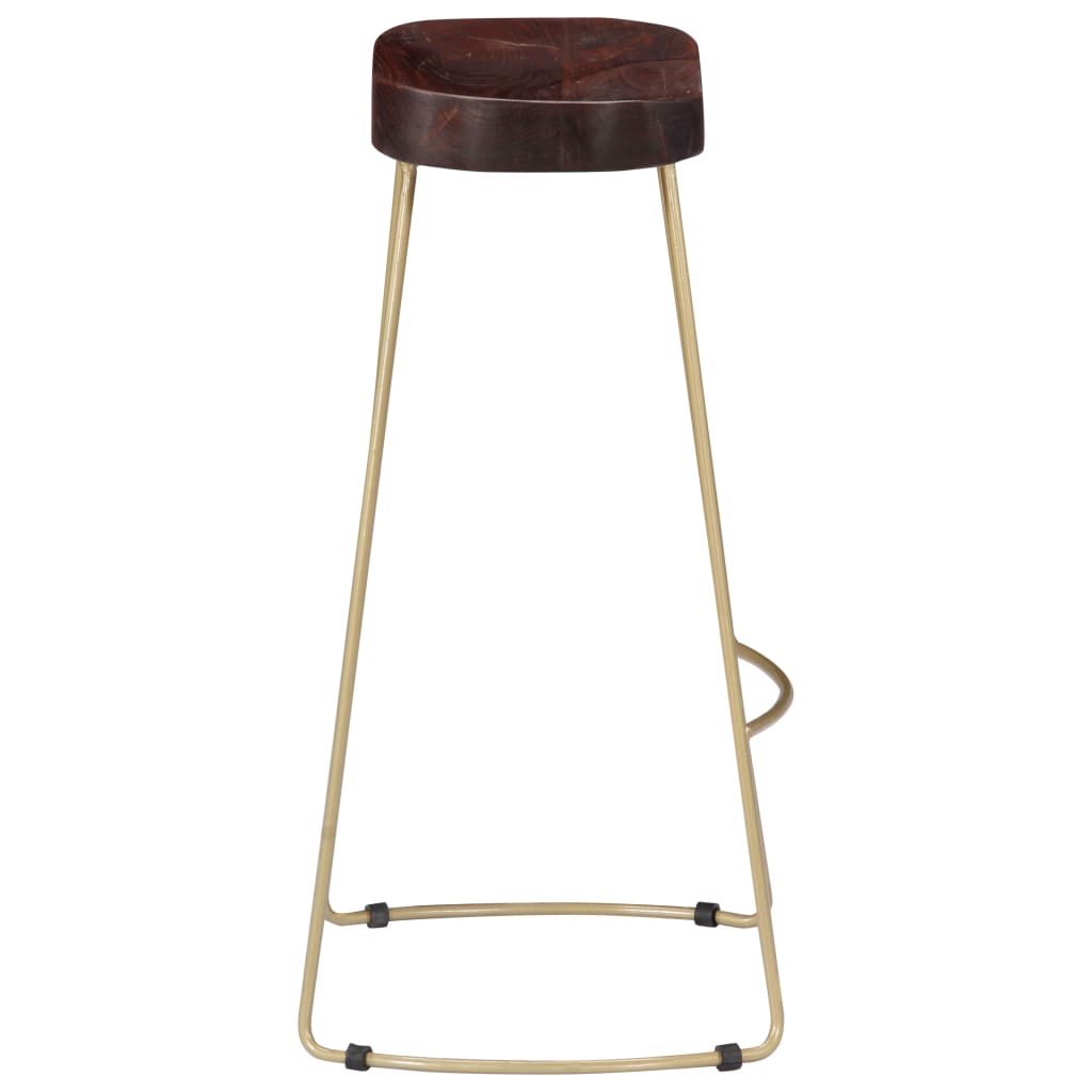 Bar Chair Set of 2 Walnut brown and brass