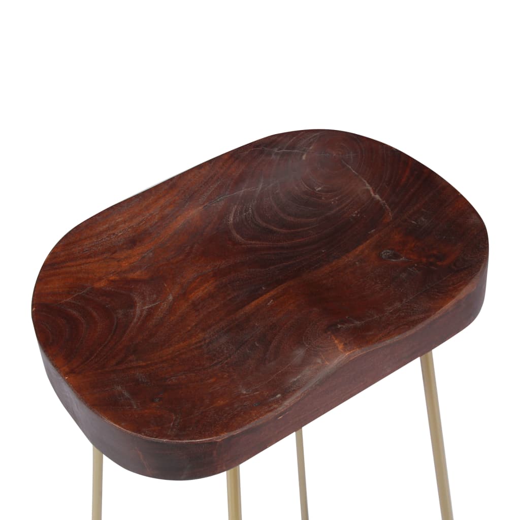 Bar Chair Set of 2 Walnut brown and brass