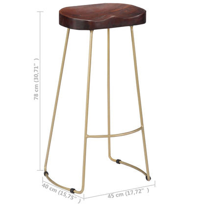 Bar Chair Set of 2 Walnut brown and brass