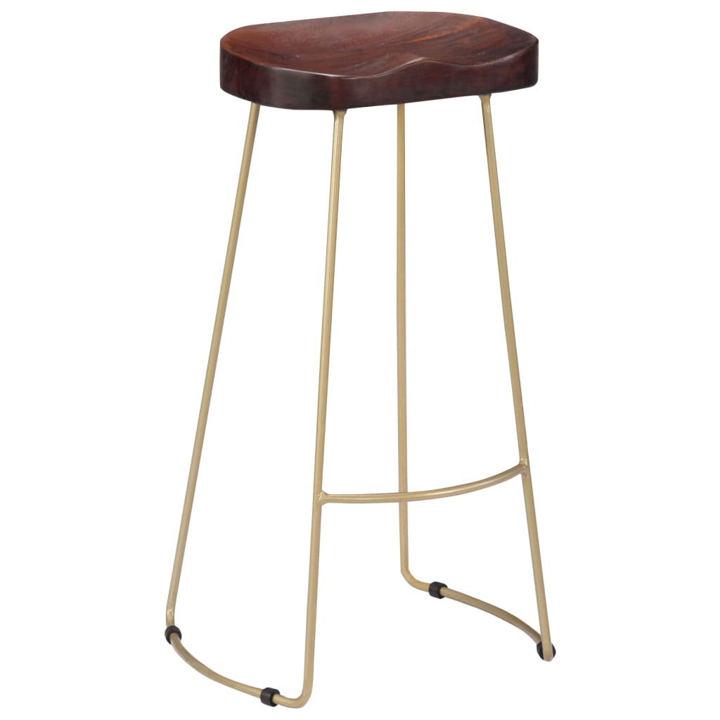 Bar Chair Set of 2 Walnut brown and brass