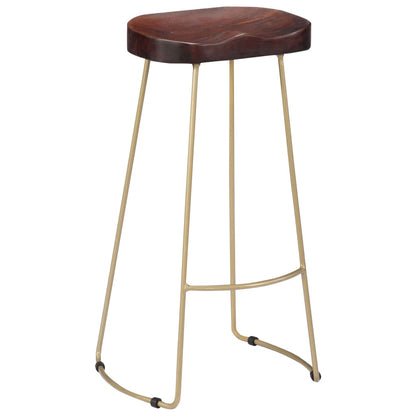 Bar Chair Set of 2 Walnut brown and brass