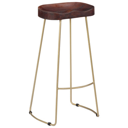 Bar Chair Set of 2 Walnut brown and brass