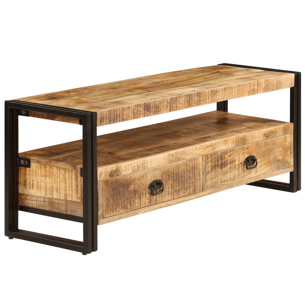 TV Cabinet Brown Solid Mango Wood Medium TV Cabinet Rectangular