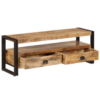 TV Cabinet Brown Solid Mango Wood Medium TV Cabinet Rectangular