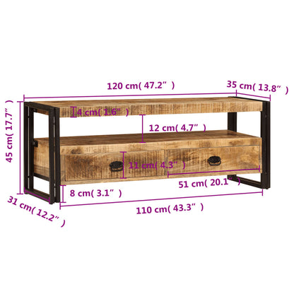 TV Cabinet Brown Solid Mango Wood Medium TV Cabinet Rectangular