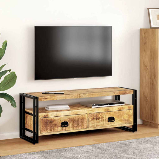 TV Cabinet Brown Solid Mango Wood Medium TV Cabinet Rectangular