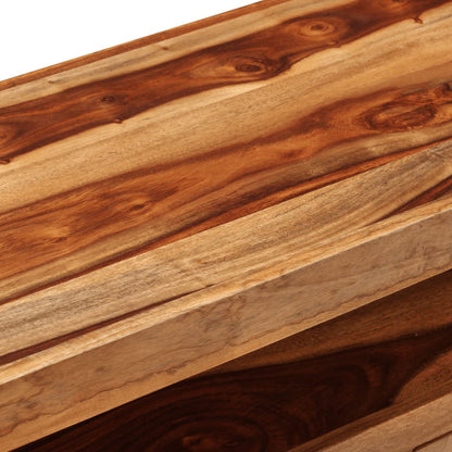 TV Cabinet Brown, Black Solid Acacia Wood, Powder-Coated Steel