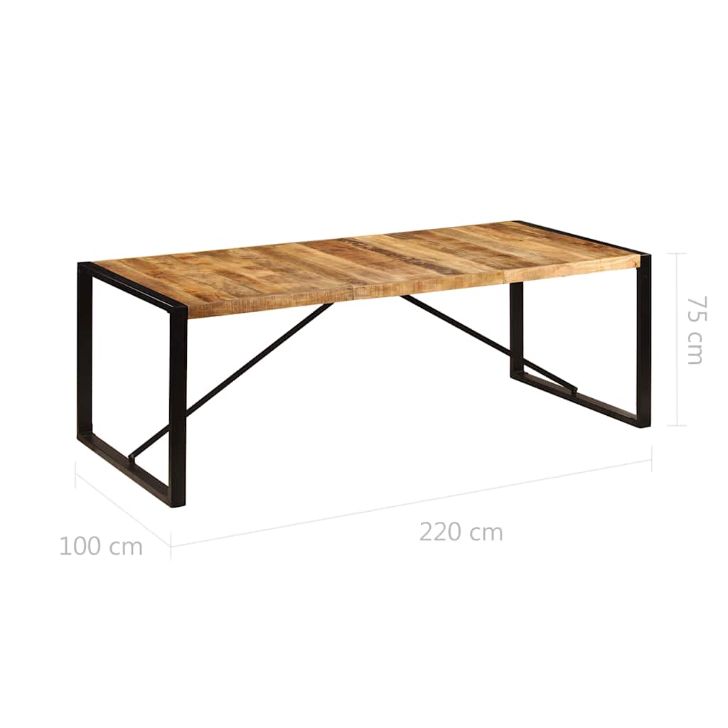 Dining Table Brown and Black Solid Mango Wood Large