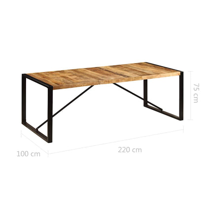 Dining Table Brown and Black Solid Mango Wood Large