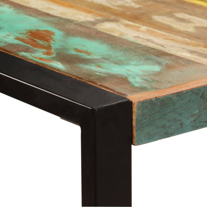 Dining Table Multicolor Solid Reclaimed Wood and Powder-Coated Steel