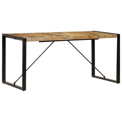Dining Table Brown and Black Solid Mango Wood and Powder-Coated Steel