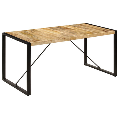 Dining Table Brown and Black Solid Mango Wood and Powder-Coated Steel