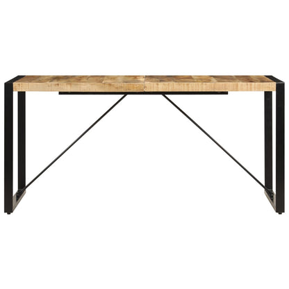 Dining Table Brown and Black Solid Mango Wood and Powder-Coated Steel