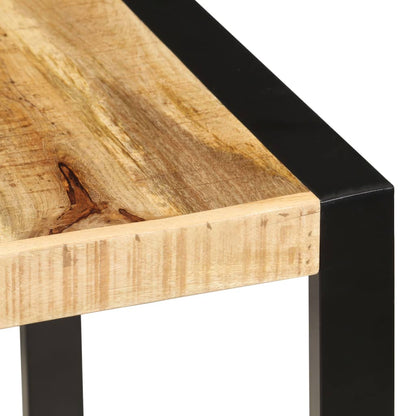 Dining Table Brown and Black Solid Mango Wood and Powder-Coated Steel
