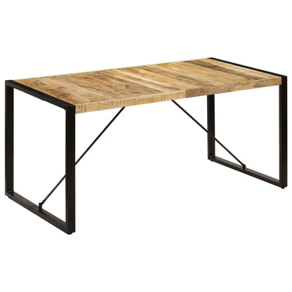 Dining Table Brown and Black Solid Mango Wood and Powder-Coated Steel