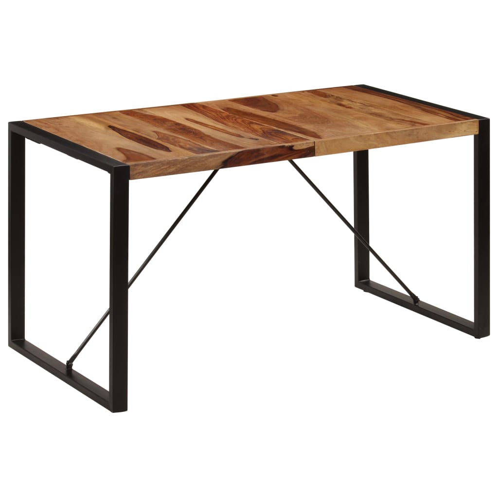 Dining Table Brown and Black Solid Acacia wood 55.1 in