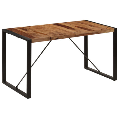 Dining Table Brown and Black Solid Acacia wood 55.1 in