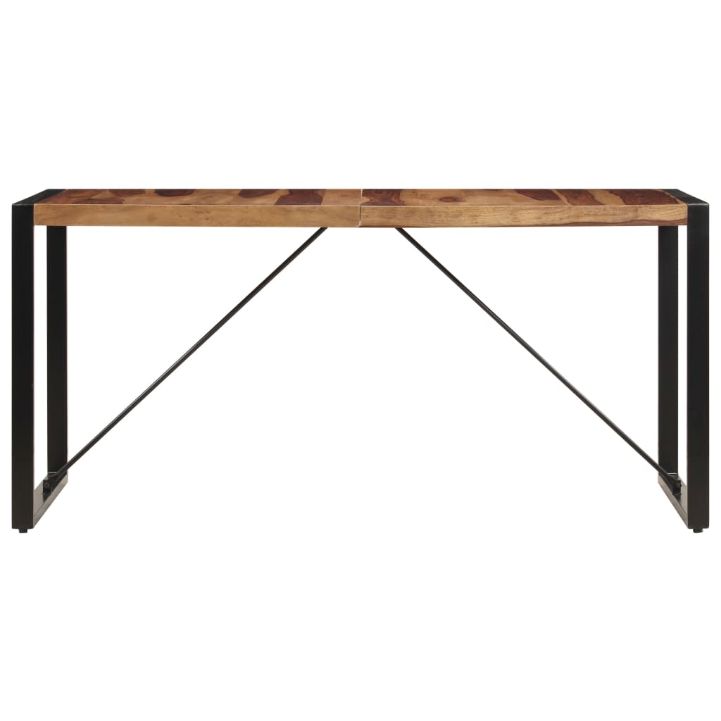 Dining Table Brown and Black Solid Acacia wood 55.1 in
