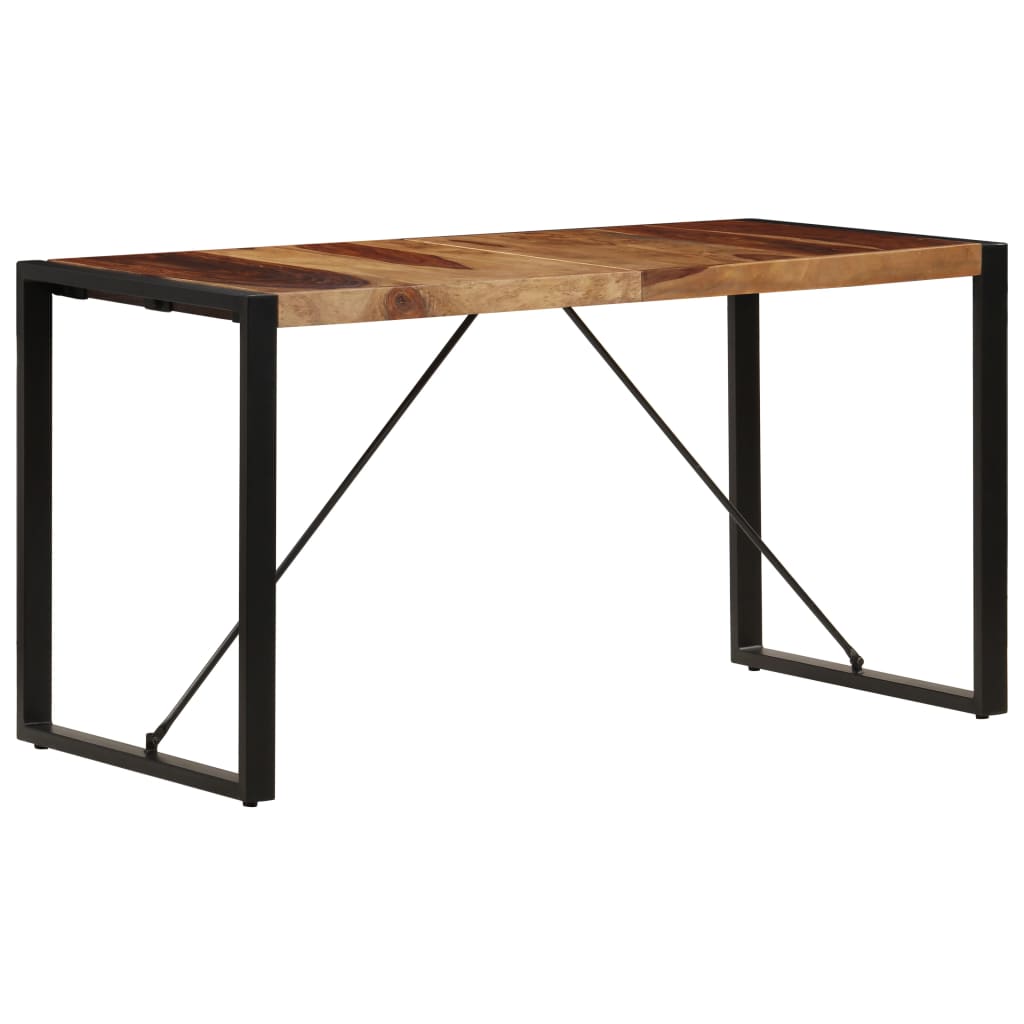 Dining Table Brown and Black Solid Acacia wood 55.1 in