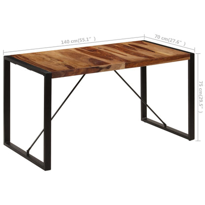 Dining Table Brown and Black Solid Acacia wood 55.1 in