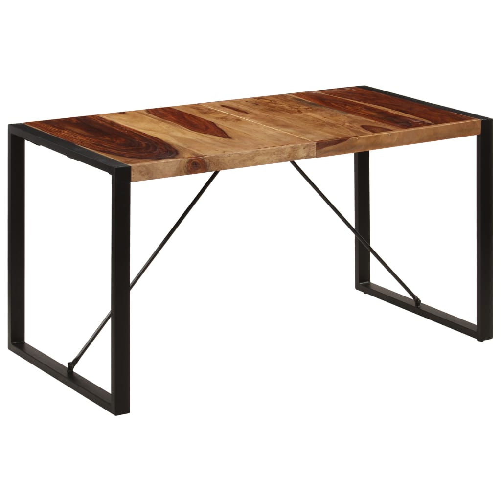 Dining Table Brown and Black Solid Acacia wood 55.1 in