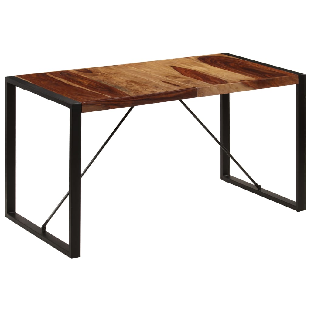 Dining Table Brown and Black Solid Acacia wood 55.1 in